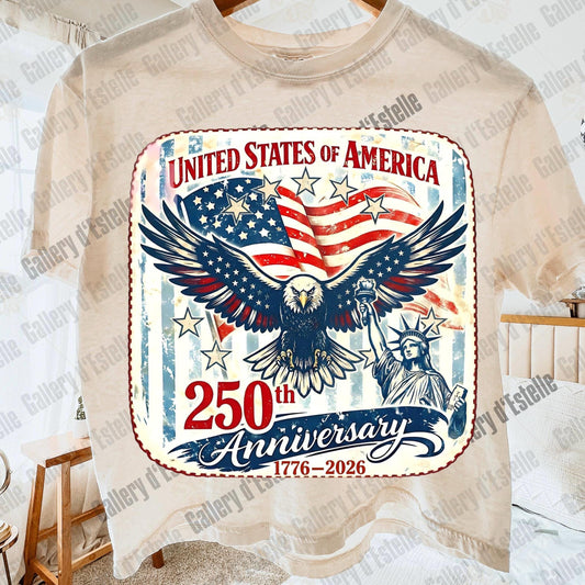 USA 250 Eagle PNG, Retro Patriotic America Graphic, Trendy 4th of July Shirt Design