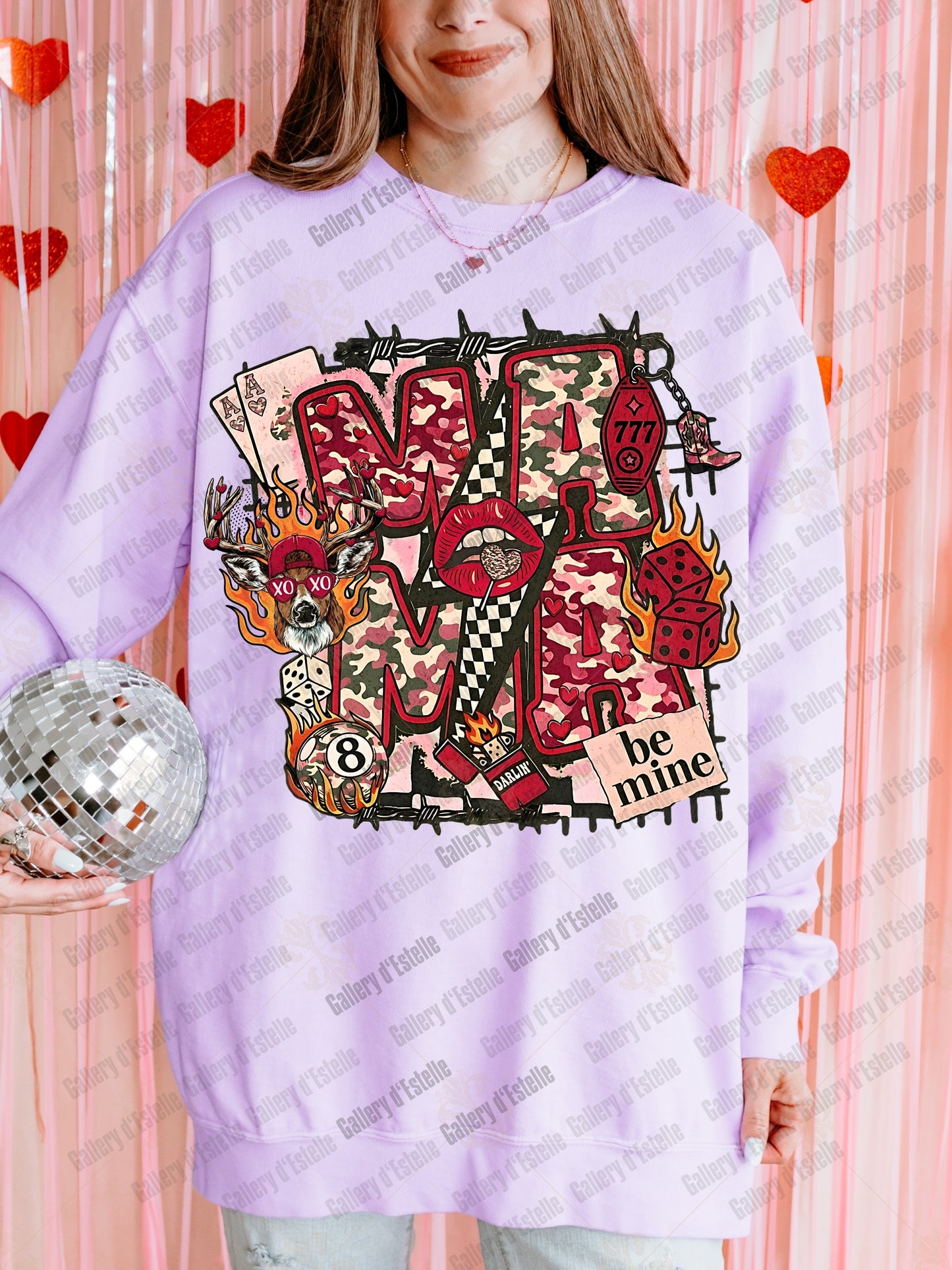 Valentine Mama Camo PNG, Retro Western Collage Graphic, Love Hunting Art, Edgy Be Mine Shirt Design
