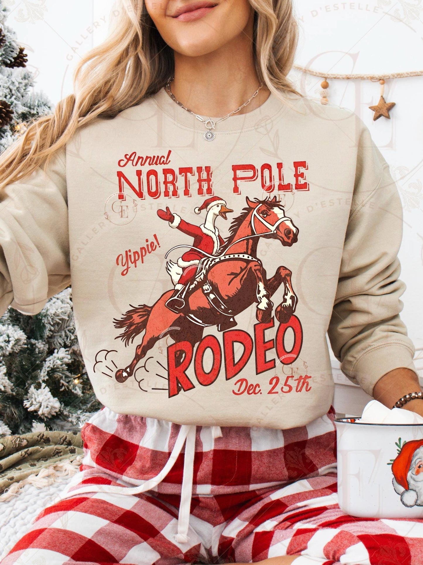North Pole Goose Rodeo PNG, Retro Western Christmas Graphic, Festive Farmhouse Art, Funny Cowboy Shirt Design