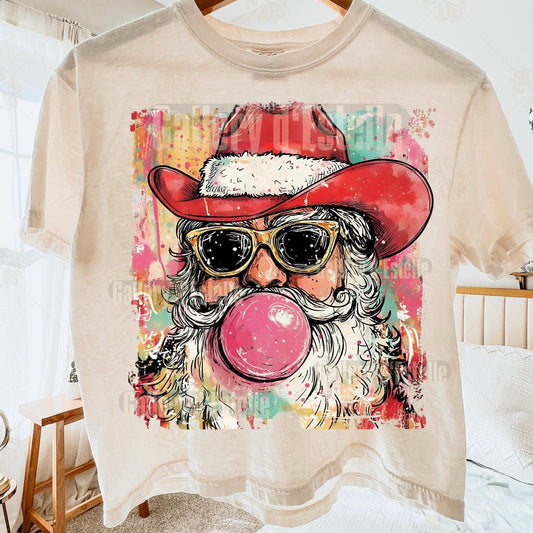 Western Santa PNG, Festive Cowboy Christmas Graphic, Preppy Holiday Country Shirt Design
