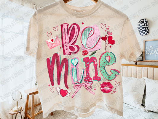 Retro Be Mine PNG, Valentine Magazine Letter Collage, Coquette Love Design, Trendy V-Day Shirt Design