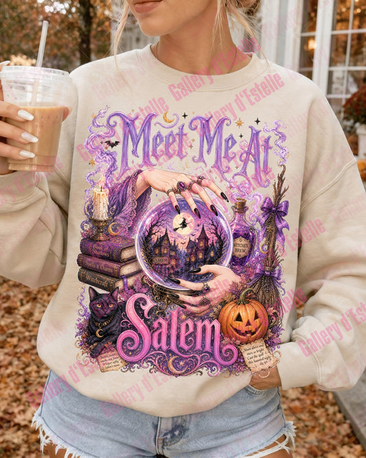 Meet Me at Salem PNG, Retro Spooky Witch Graphic, Boutique Halloween Shirt Design