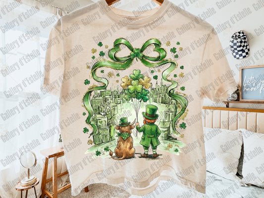 Coquette St Patrick’s Day PNG, Retro Highland Cow Illustration, Lucky Leprechaun Art, Whimsical St Paddy’s Shirt Design