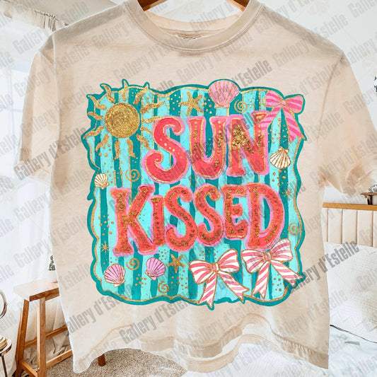 Sun Kissed PNG, Coquette Coastal Girl Graphic, Trendy Beach Summer Shirt Design