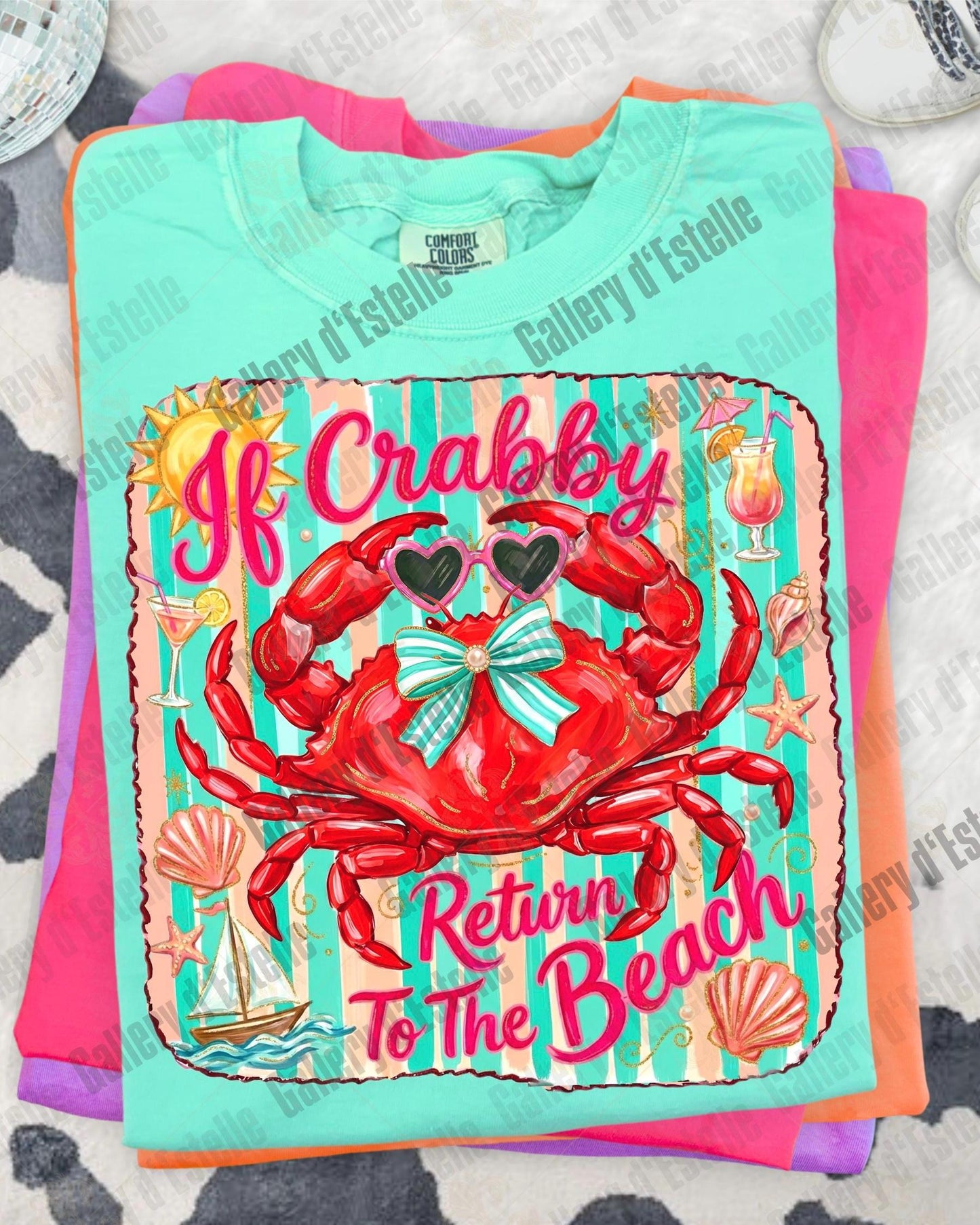 If Crabby Return to the Beach PNG, Retro Coastal Crab Graphic, Trendy Summer Shirt Design