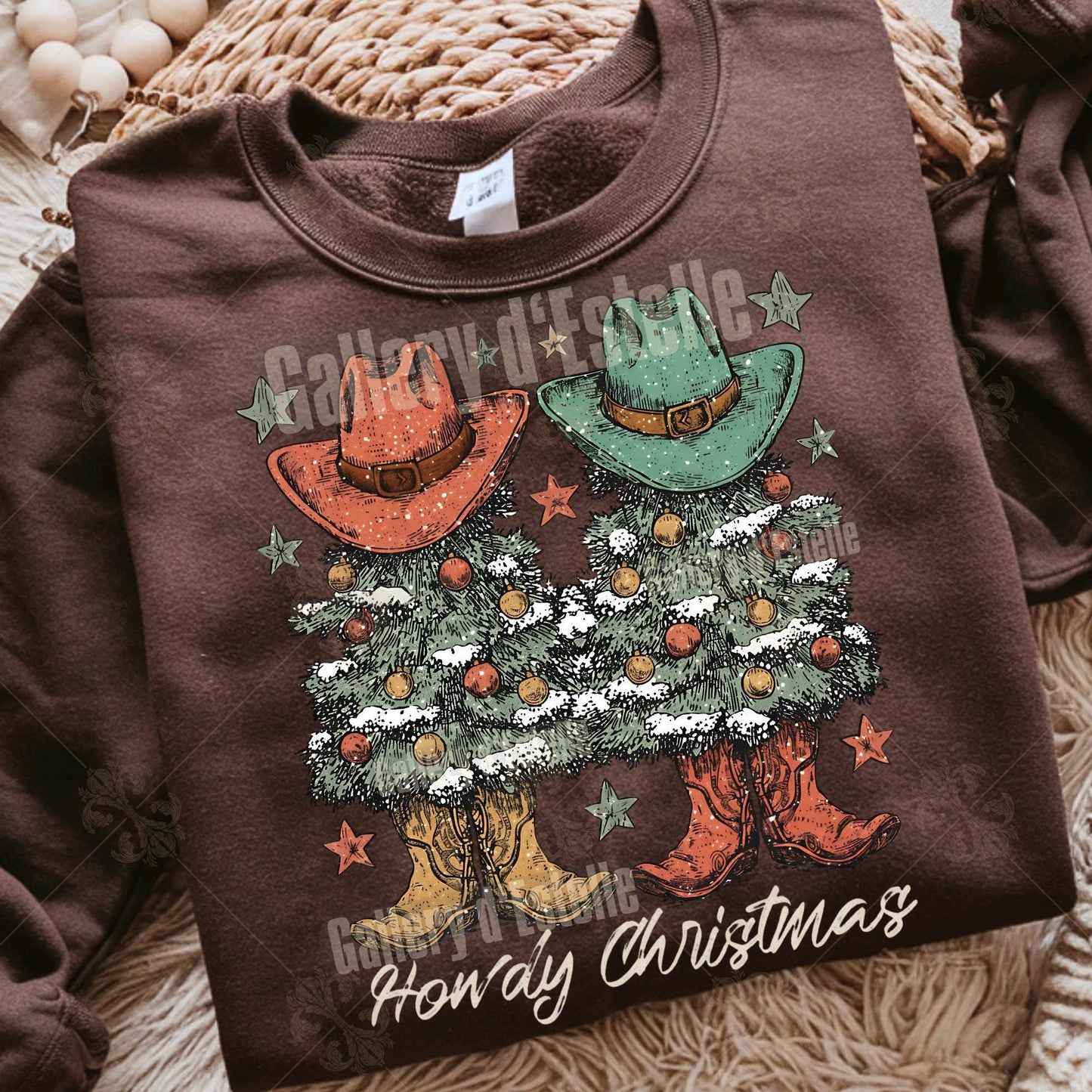 Western Howdy Christmas PNG, Festive Cowboy Holiday Graphic, Coquette Cowgirl Art, Trendy Country Shirt Design
