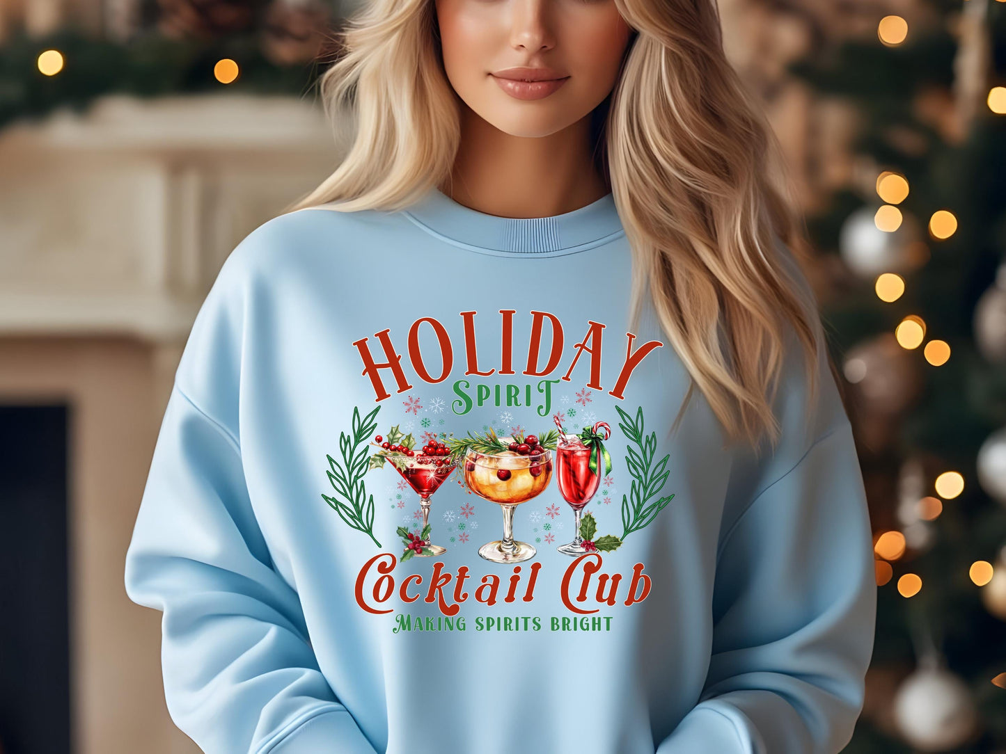 Holiday Spirit Cocktail Club PNG, Vintage Christmas Drink Graphic, Festive Shirt Design