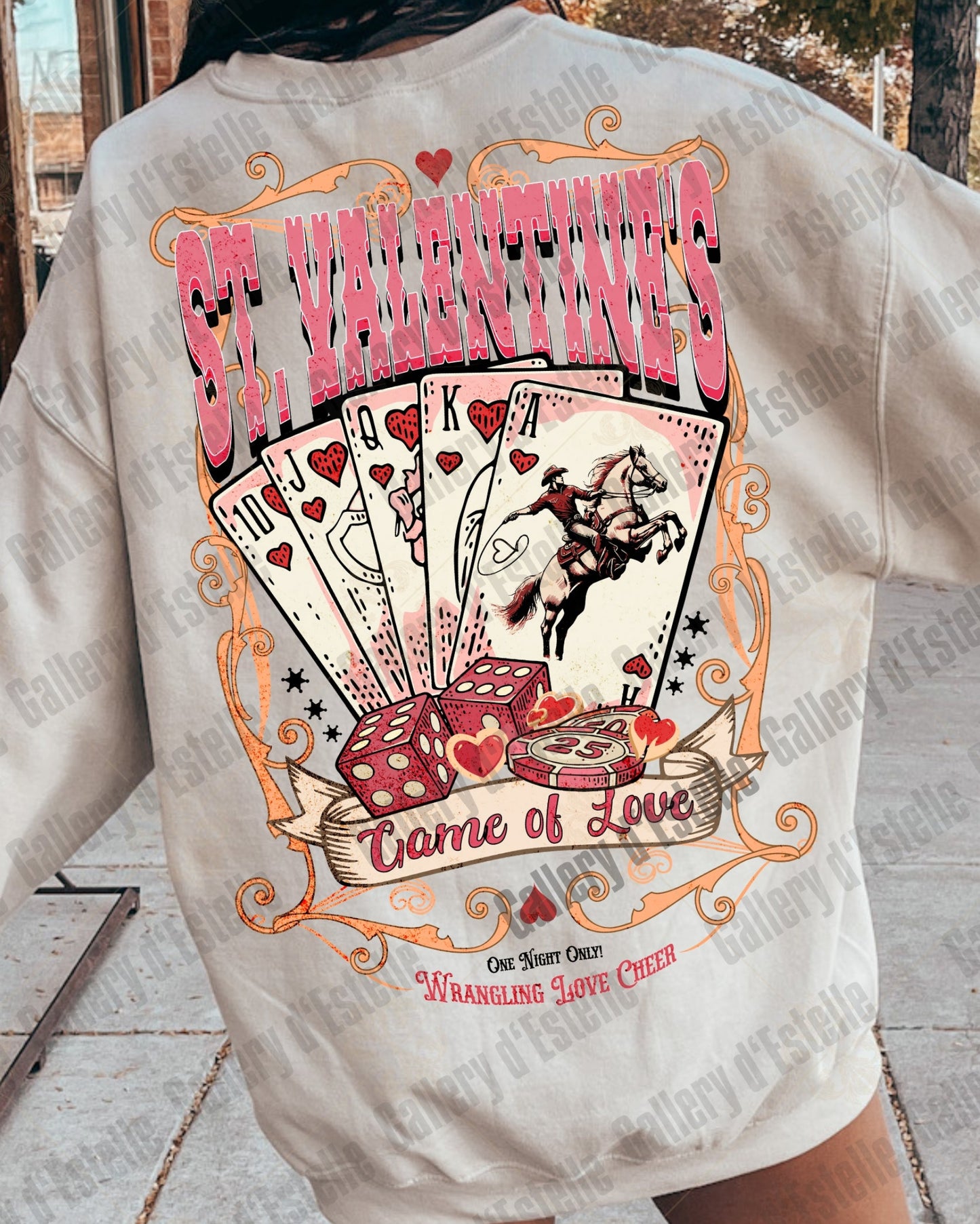 St.Valentines Game of Love Country PNG, Western Cowboy Casino Graphic, Vintage Wild West Poker Shirt Design