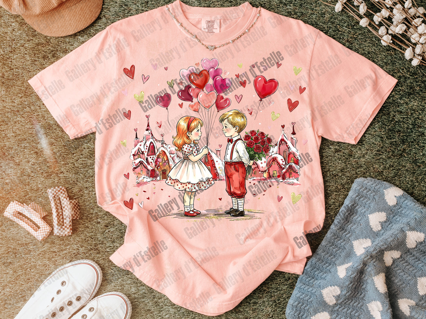 Retro Valentine Kids PNG, Preppy Love Illustration, Whimsical VDay Shirt Design