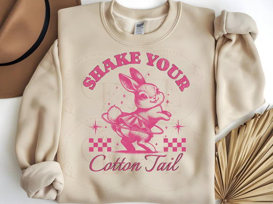 Shake Your Cotton Tail PNG, Cute Retro Easter Bunny Graphic, Vintage Sassy Rabbit Sublimation, Trendy Girl Shirt Design