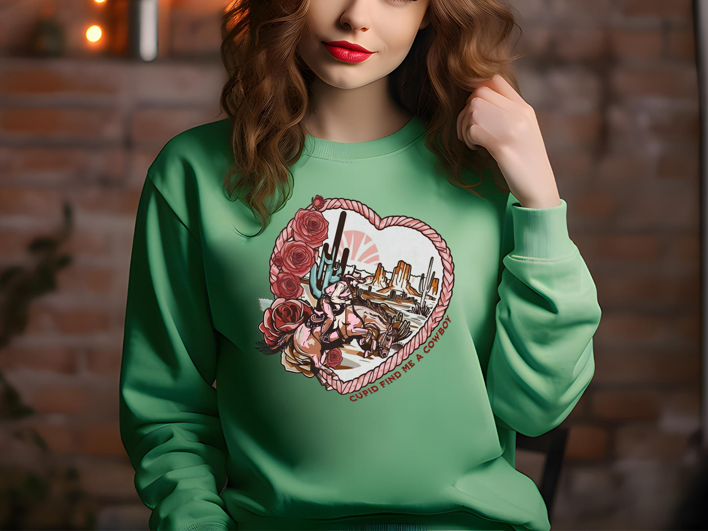 Cupid Find Me a Cowboy PNG, Vintage Western Valentine Graphic, Retro Bucking Horse Cowboy Art, Trendy Country Shirt Design