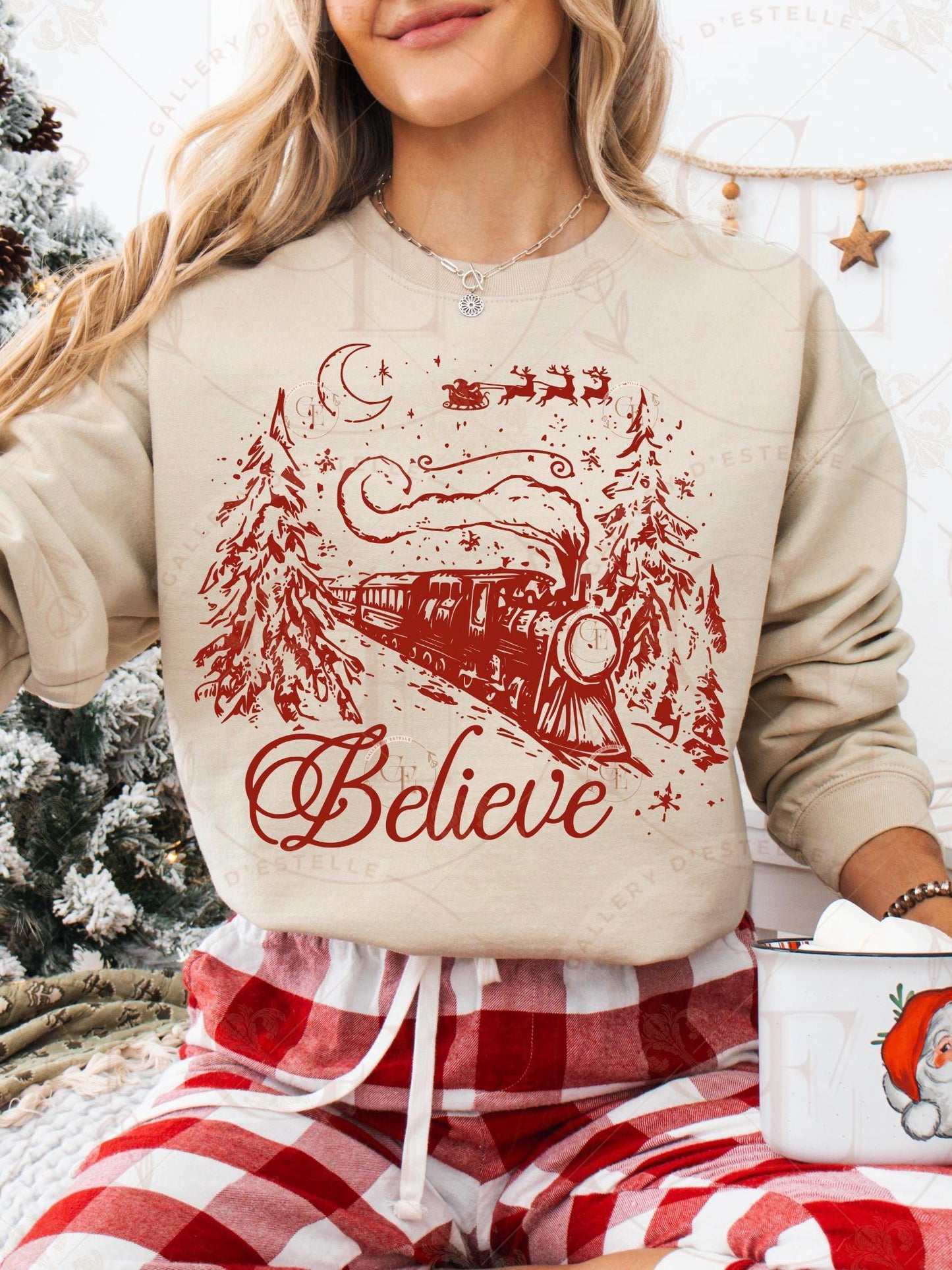 Believe Christmas PNG, Retro Holiday Train Graphic, Festive Vintage Santa Shirt Design