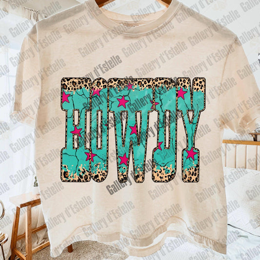Western Howdy PNG, Retro Leopard Cowgirl Graphic, Trendy Country Girl Shirt Design