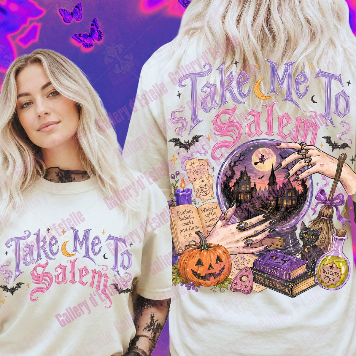 Take Me to Salem PNG, Retro Spooky Witch Graphic, Boutique Halloween Shirt Design