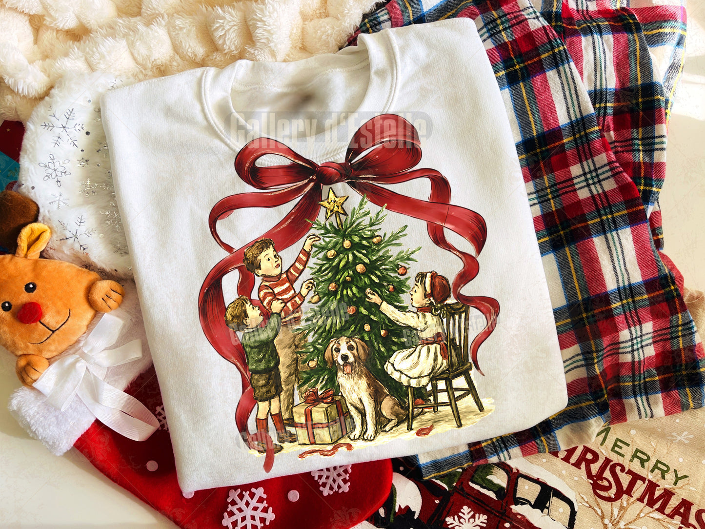 Coquette Retro Christmas PNG, Vintage Holiday Kids Illustration, Nostalgic Festive Shirt Sublimation