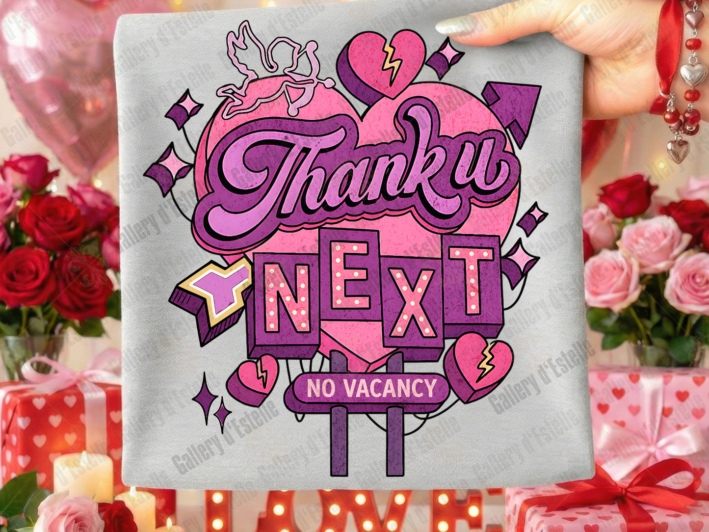 Retro Thank U Next PNG, Funny Anti Valentine Motel Sign Graphic, Pink Coquette Breakup Art, Sassy Love Shirt Design