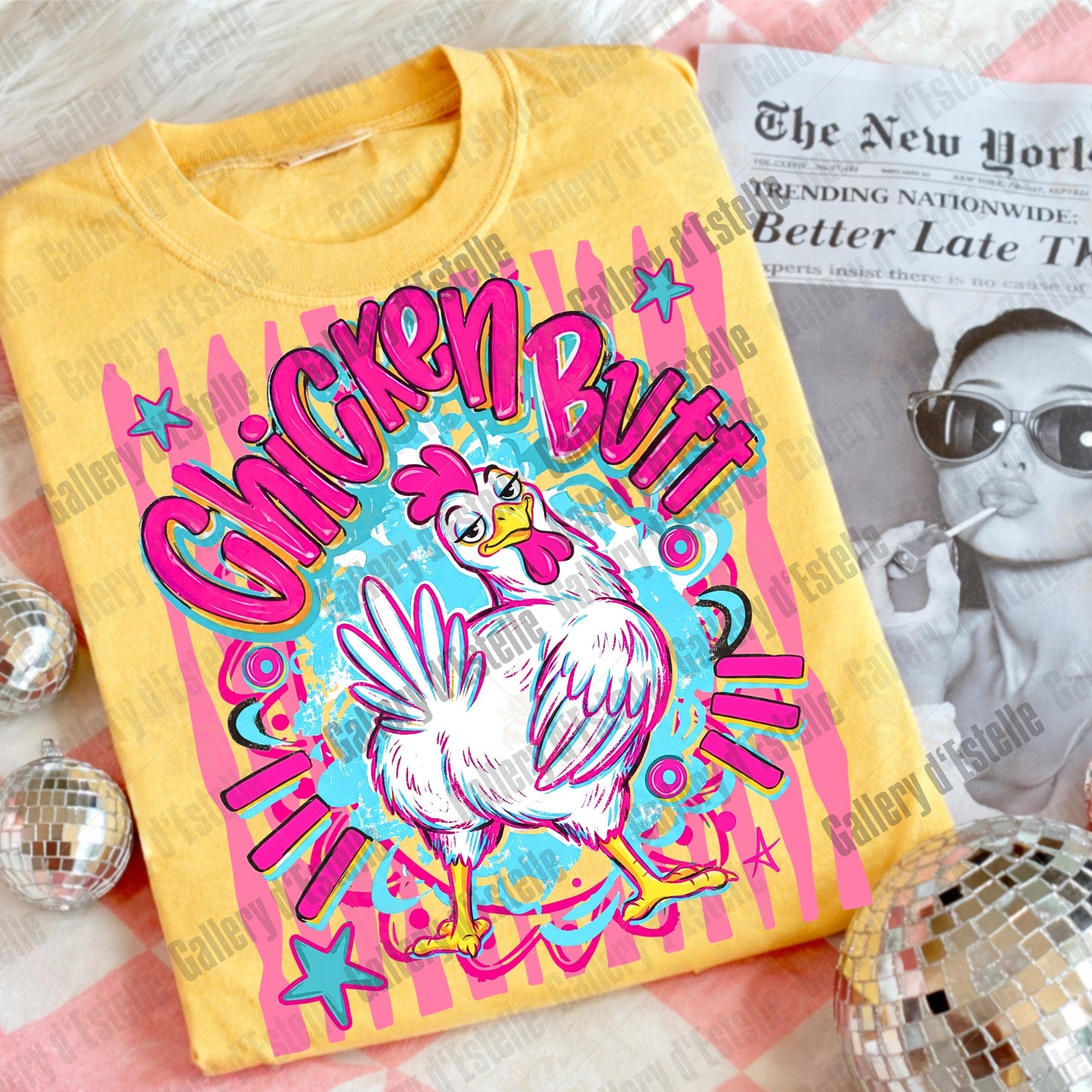 Guess What Chicken Butt PNG, Funny Retro Chicken Graphic, Preppy Boutique Matching Shirt Design