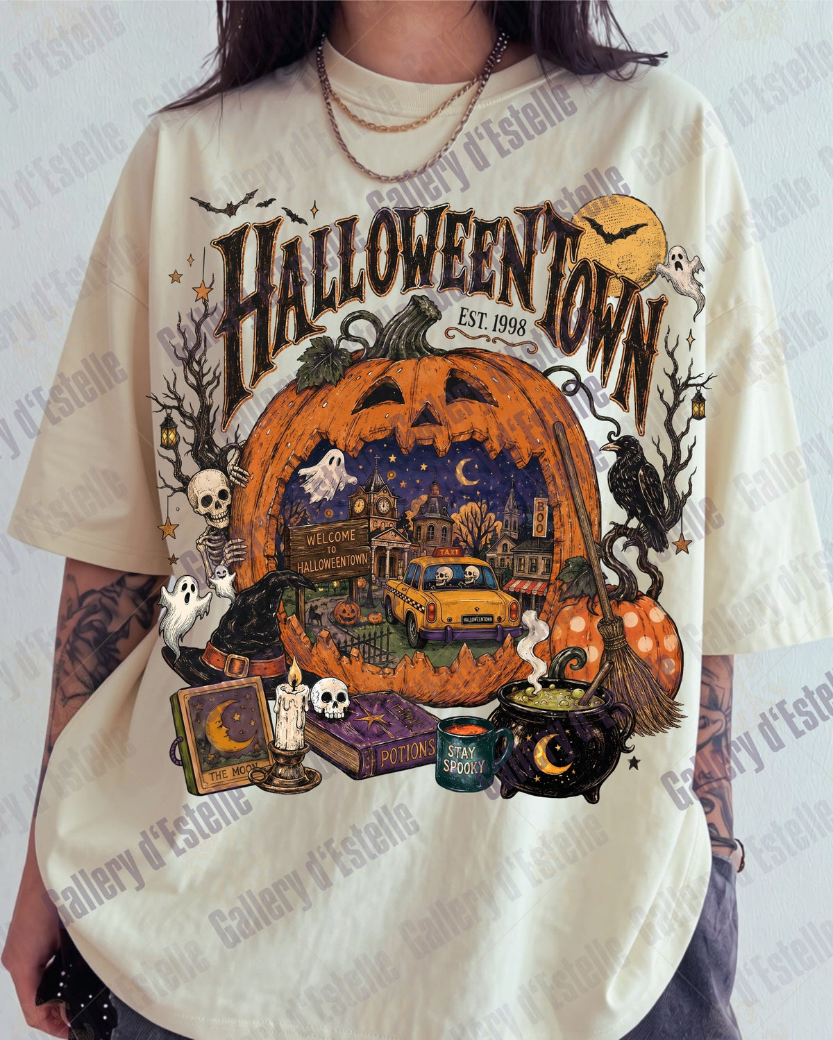 Vintage Halloweentown PNG, Retro Haunted Town Graphic, Spooky Halloween Pumpkin Shirt Design