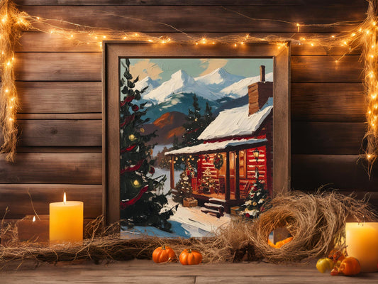 Classic Western Christmas Art Set, Rustic Vintage Holiday Wall Art for Farmhouse and Country Christmas Aesthetic Decor