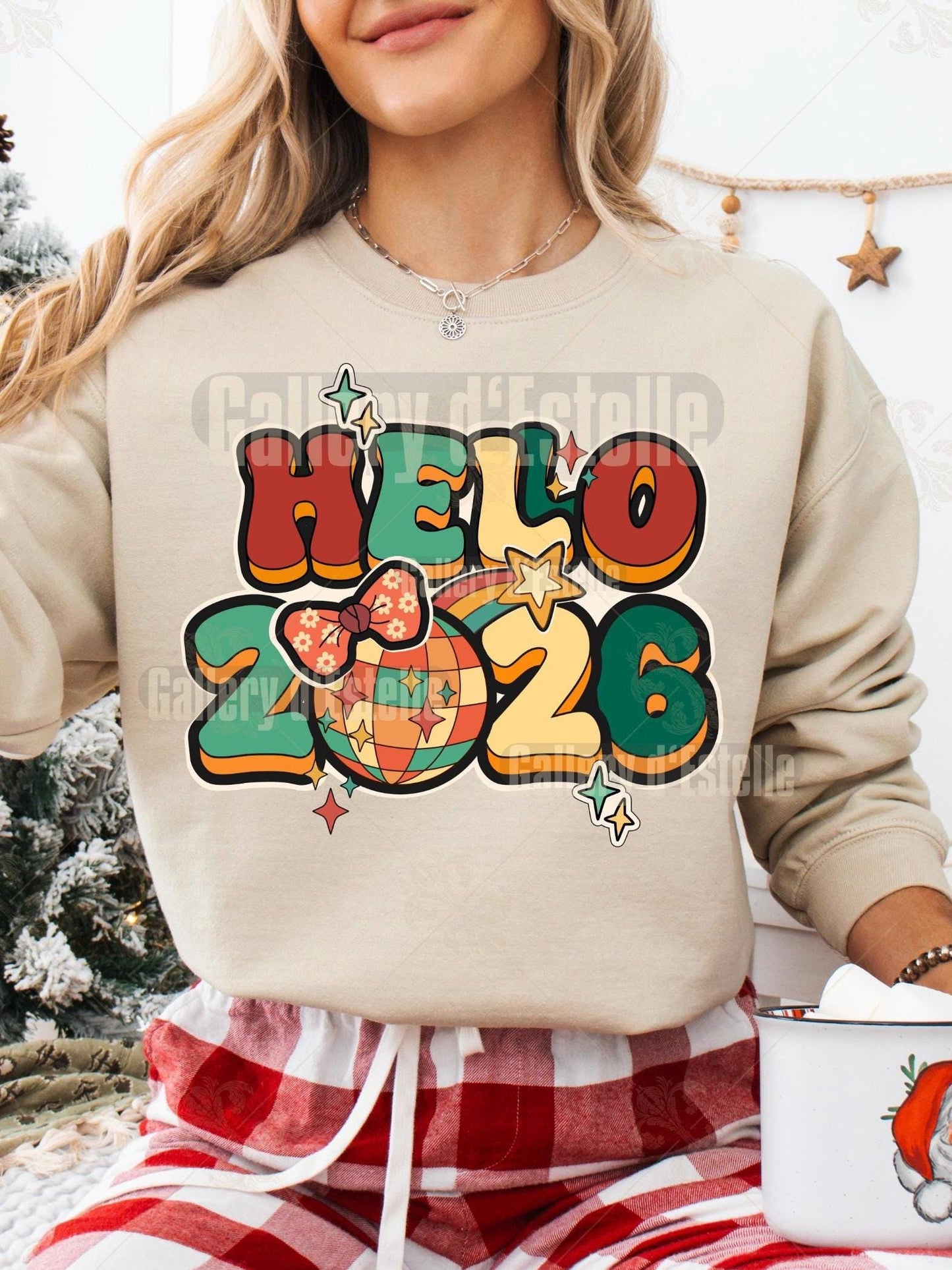 Retro Hello 2026 PNG, Groovy New Year Eve Graphic, Festive Shirt Design