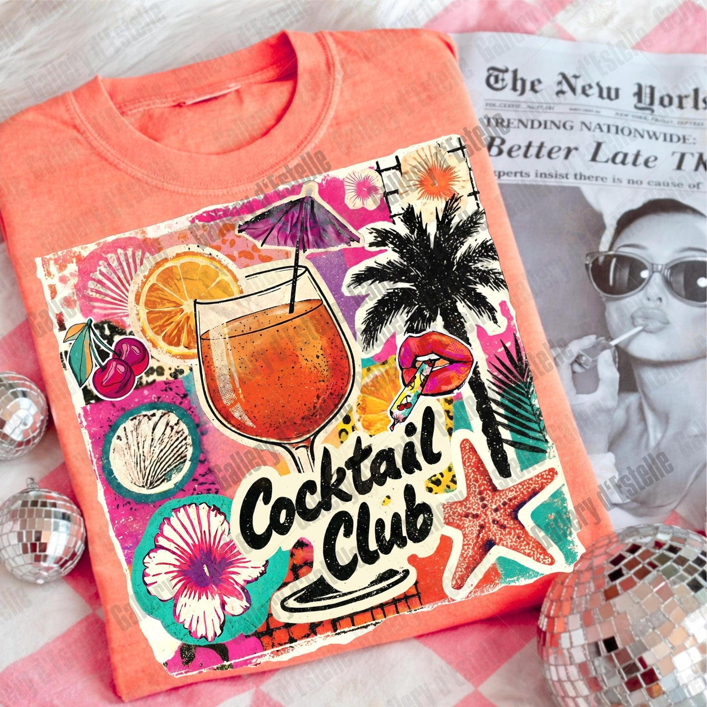 Cocktail Club PNG, Coquette Coastal Drink Graphic, Trendy Summer Beach Shirt Design