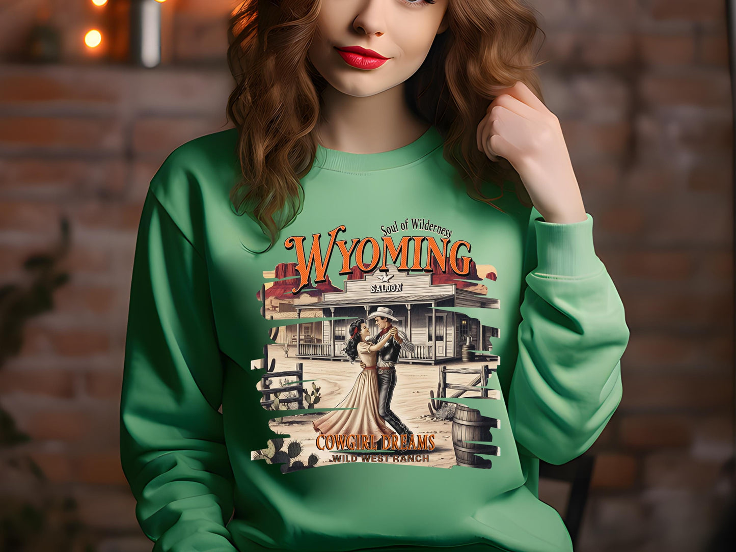 Vintage Wyoming Love PNG, Wild West Cowboy & Cowgirl Romance Graphic, Western Valentine's Shirt Design