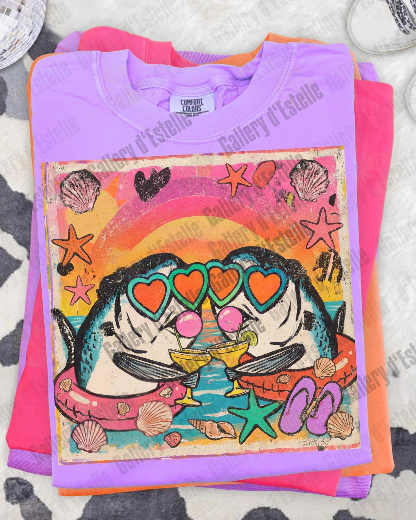 Preppy Sardines PNG, Retro Colorful Summer Graphic, Trendy Tropical Beach Shirt Design