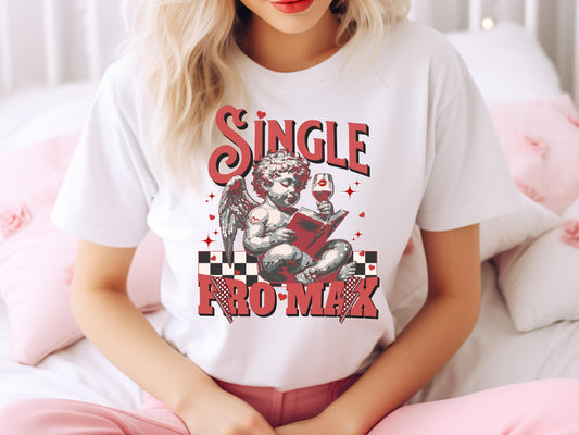 Single Pro Max PNG, Funny Retro Cool Cupid Graphic, Trendy Anti-Valentine’s Shirt Design