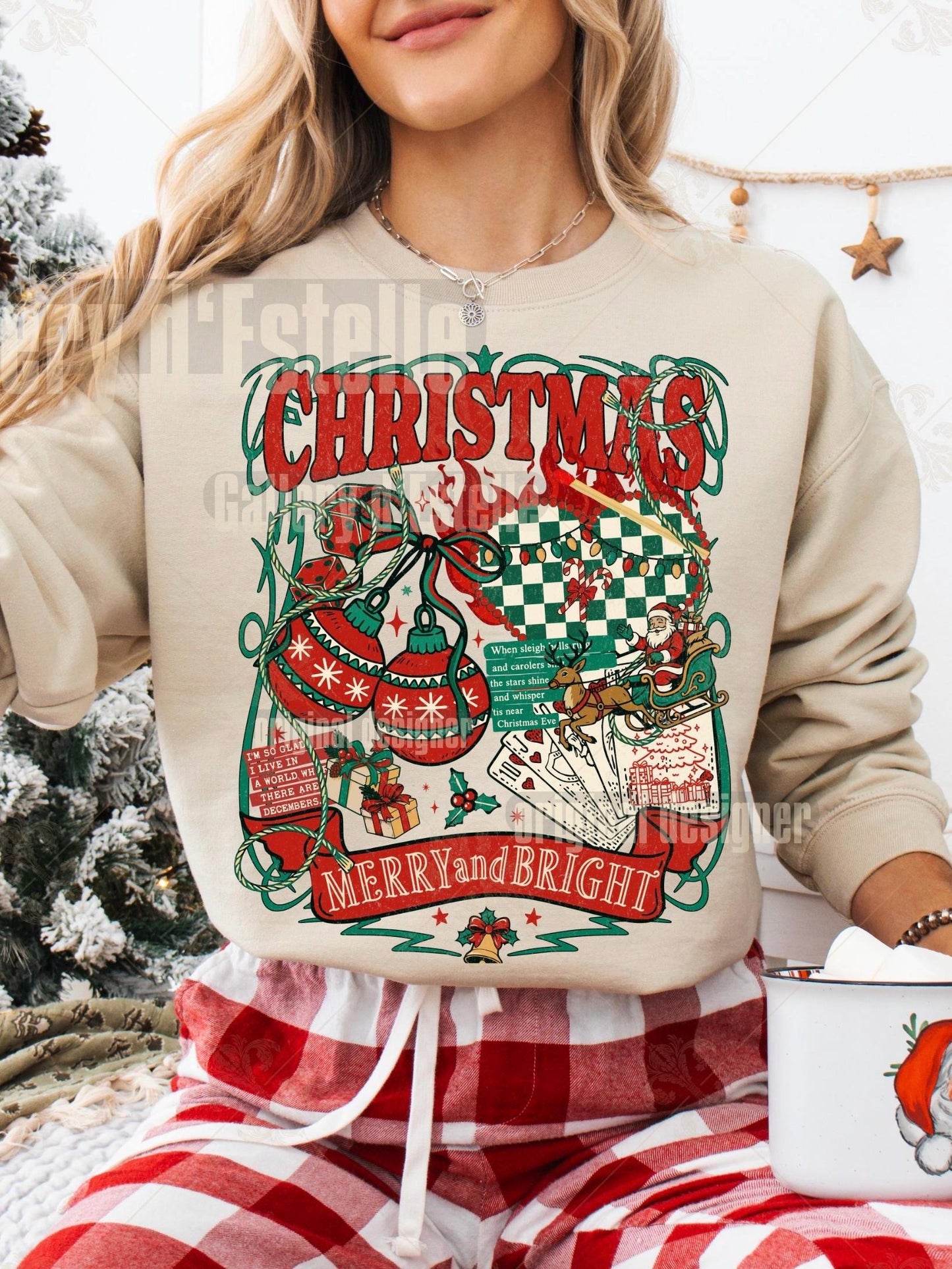 Retro Christmas Collage PNG, Vintage Holiday Graphic, Festive Santa Casino Design, Trendy Country Shirt Sublimation