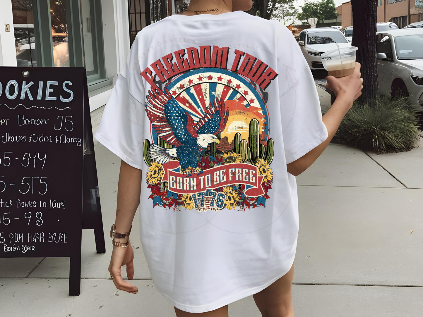 Freedom Tour Western PNG, American Eagle Independence Day Graphic, Edgy 4th of July Patriotic Shirt Design