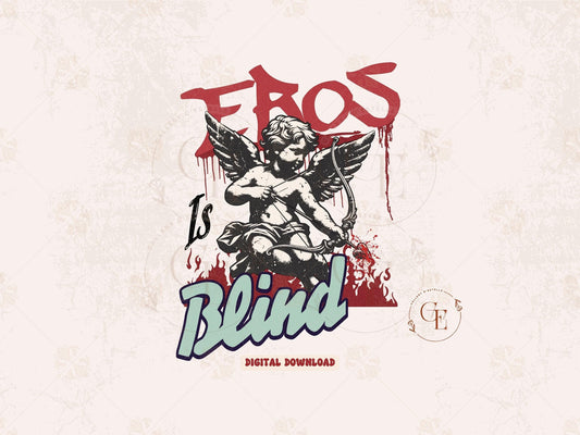 Eros is Blind PNG, Vintage Greek Cupid Love Graphic, Trendy Gothic Valentines Shirt Design