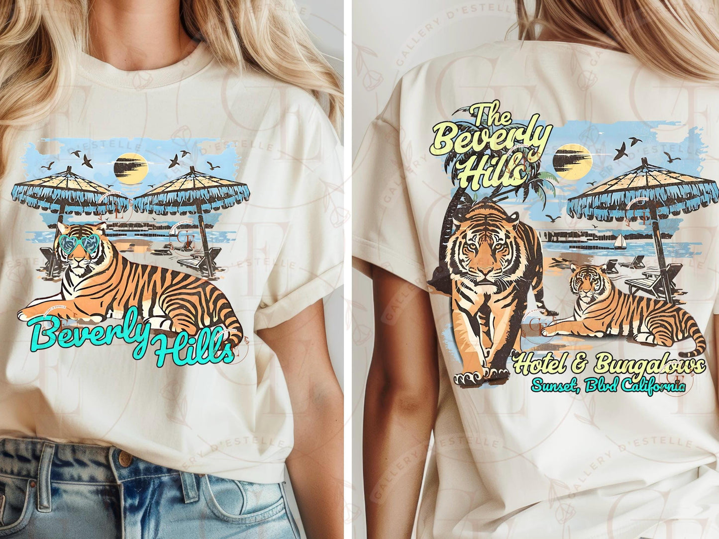 Retro Beverly Hills Tiger PNG, Vintage California Coastal Graphic, Trendy Summer Beach Shirt Design