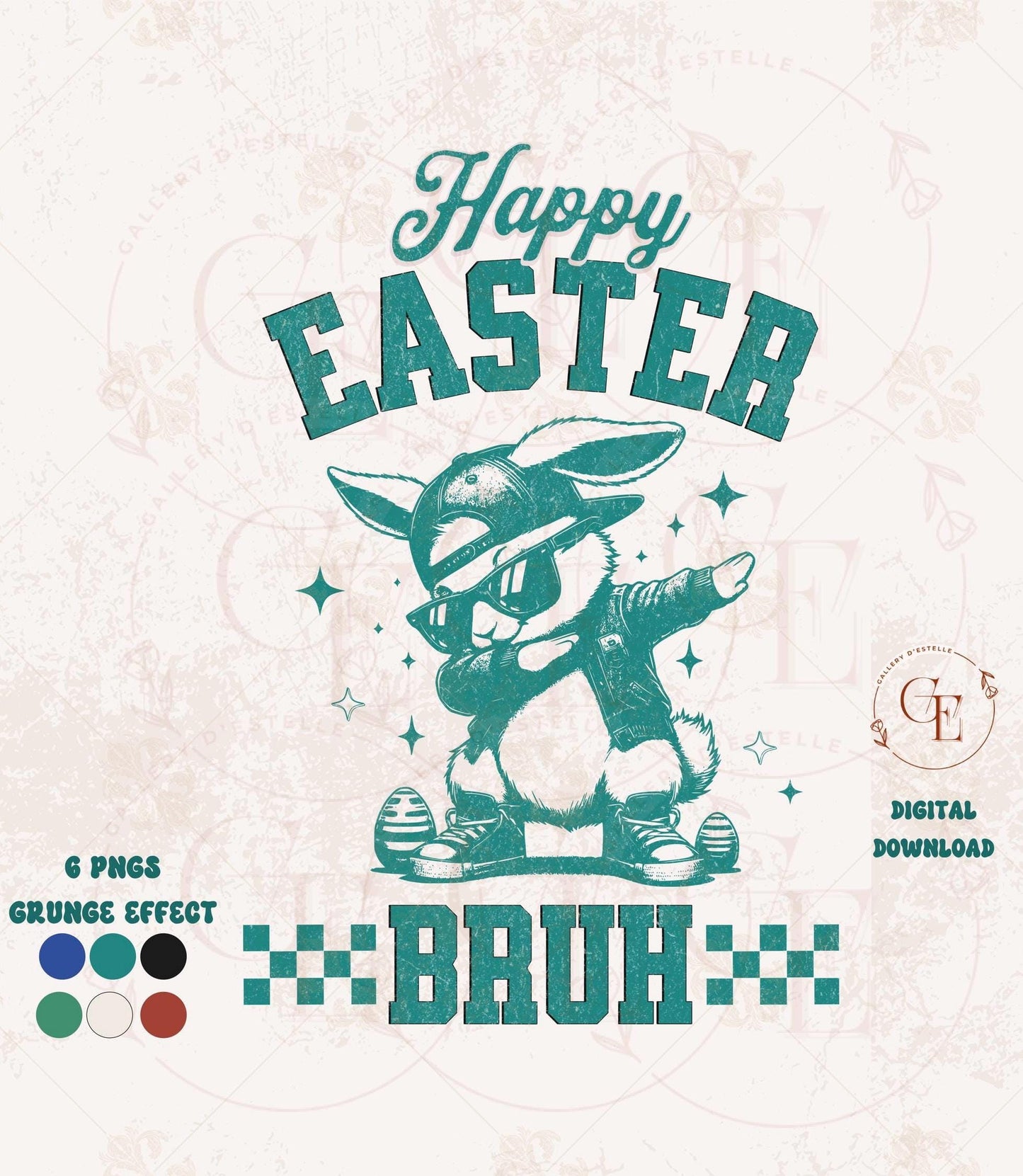 Happy Easter Bruh PNG, Funny Dabbing Bunny Graphic, Cool Hip Hop Retro Easter Rabbit Shirt Design