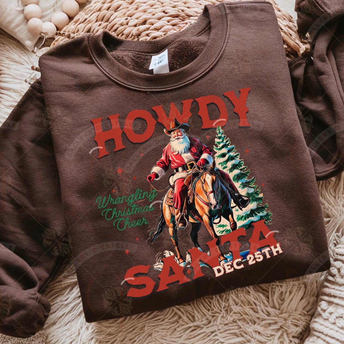 Howdy Santa Cowboy PNG, Vintage Western Christmas Rodeo Graphic, Festive Country Shirt Design