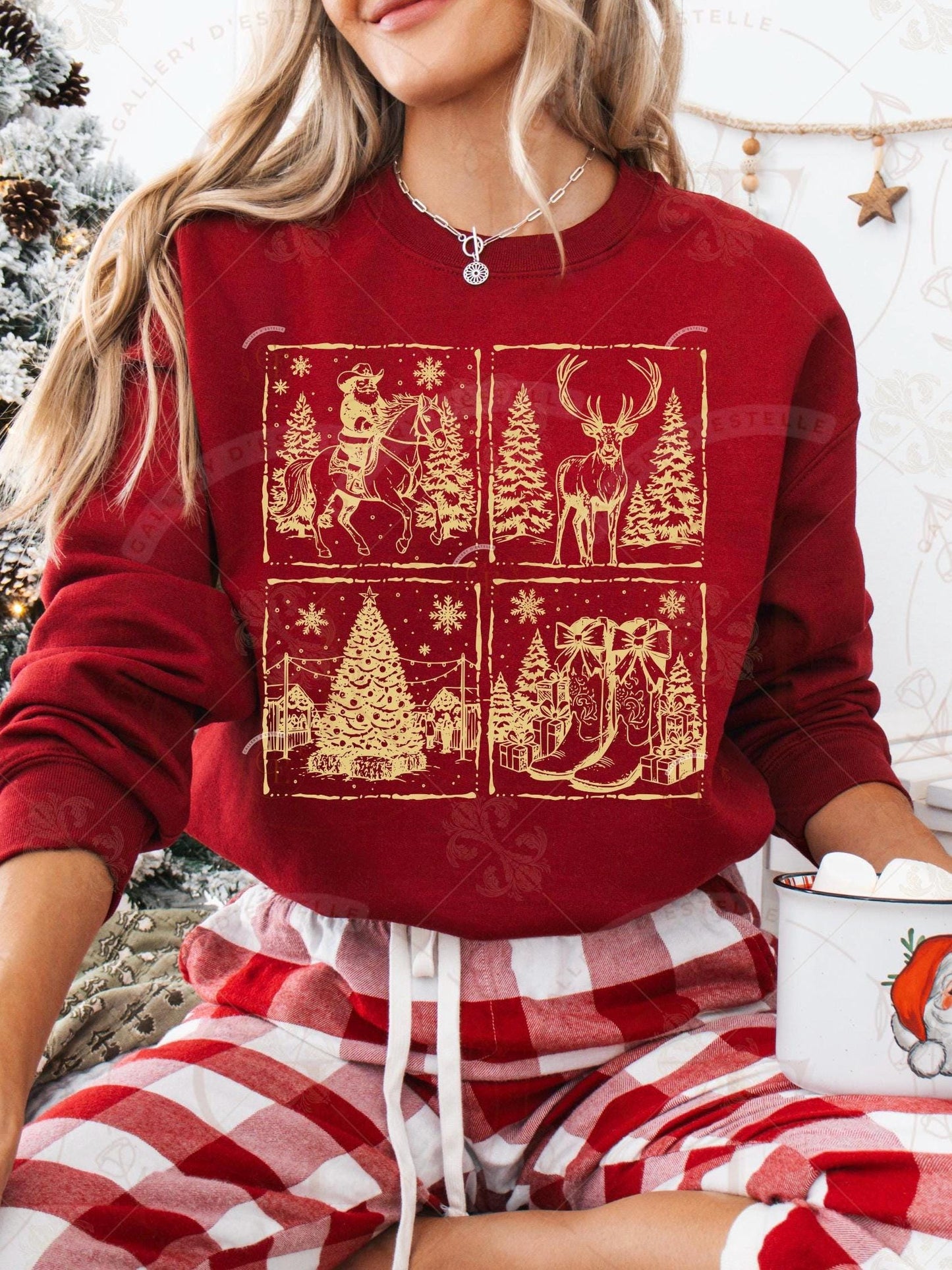 Western Christmas Stamp PNG, Retro Cowboy Santa Graphic, Coquette Holiday Country Shirt Design