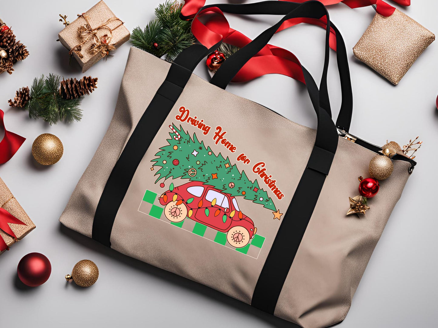 Driving Home for Christmas PNG, Retro Christmas Tree Car Drive Graphic, Cute Holiday Shirt Design