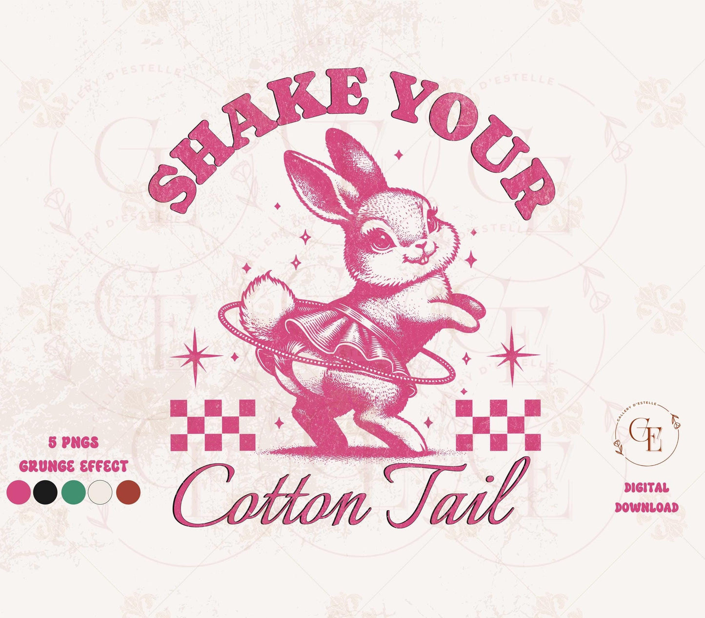 Shake Your Cotton Tail PNG, Cute Retro Easter Bunny Graphic, Vintage Sassy Rabbit Sublimation, Trendy Girl Shirt Design