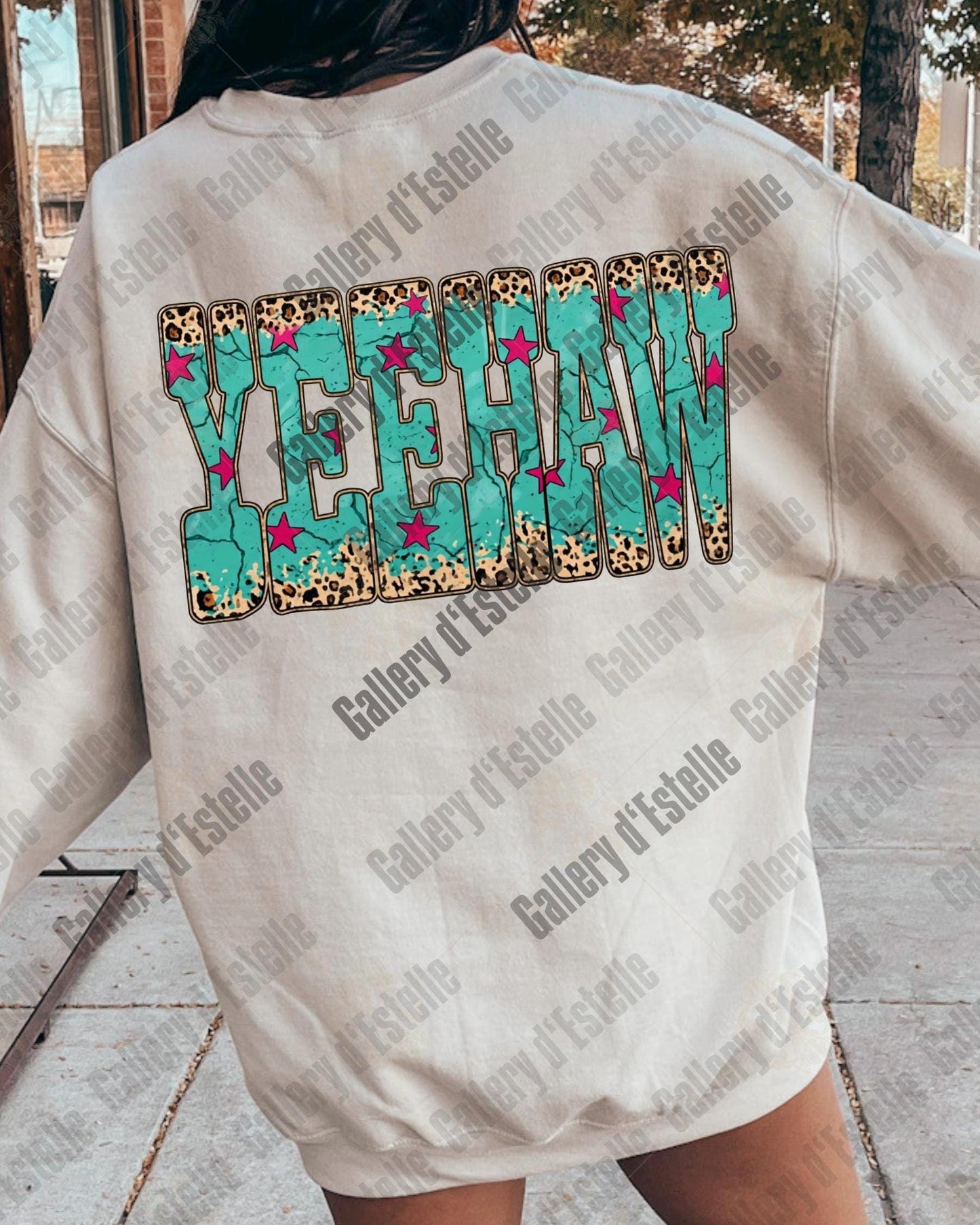 Western Yeehaw PNG, Retro Leopard Cowgirl Graphic, Trendy Country Girl Shirt Design