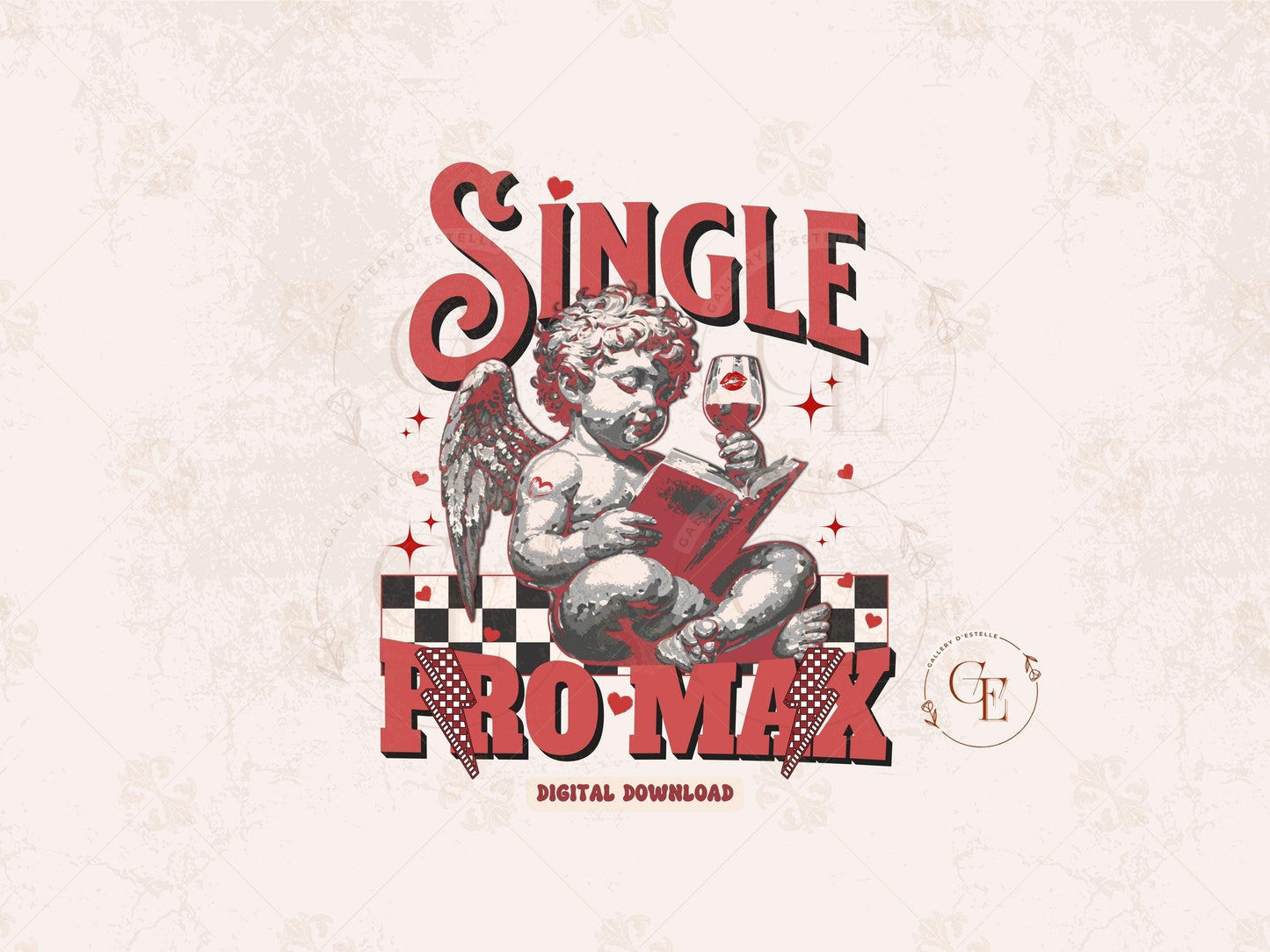 Single Pro Max PNG, Funny Retro Cool Cupid Graphic, Trendy Anti-Valentine’s Shirt Design