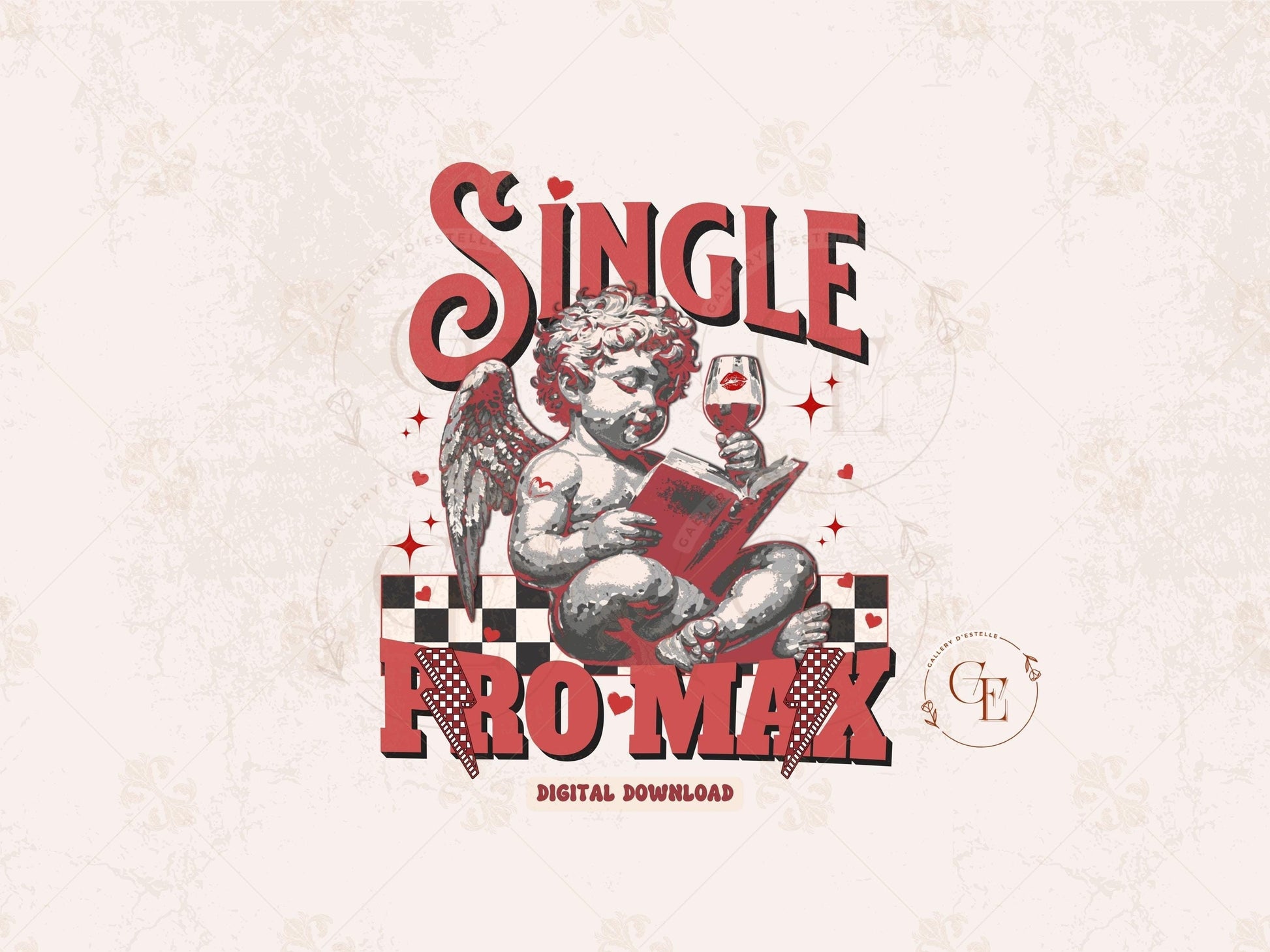 Single Pro Max PNG, Funny Retro Cool Cupid Graphic, Trendy Anti-Valentine’s Shirt Design