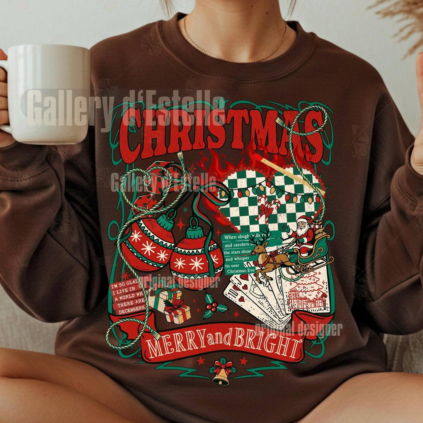 Retro Christmas Collage PNG, Vintage Holiday Graphic, Festive Santa Casino Design, Trendy Country Shirt Sublimation