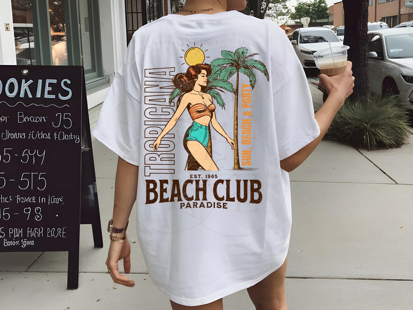 Retro Tropicana Club PNG, Vintage Coastal Girl Graphic, Tropical Summer Beach Shirt Design