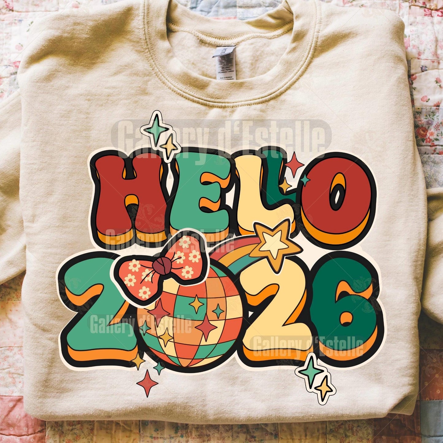 Retro Hello 2026 PNG, Groovy New Year Eve Graphic, Festive Shirt Design