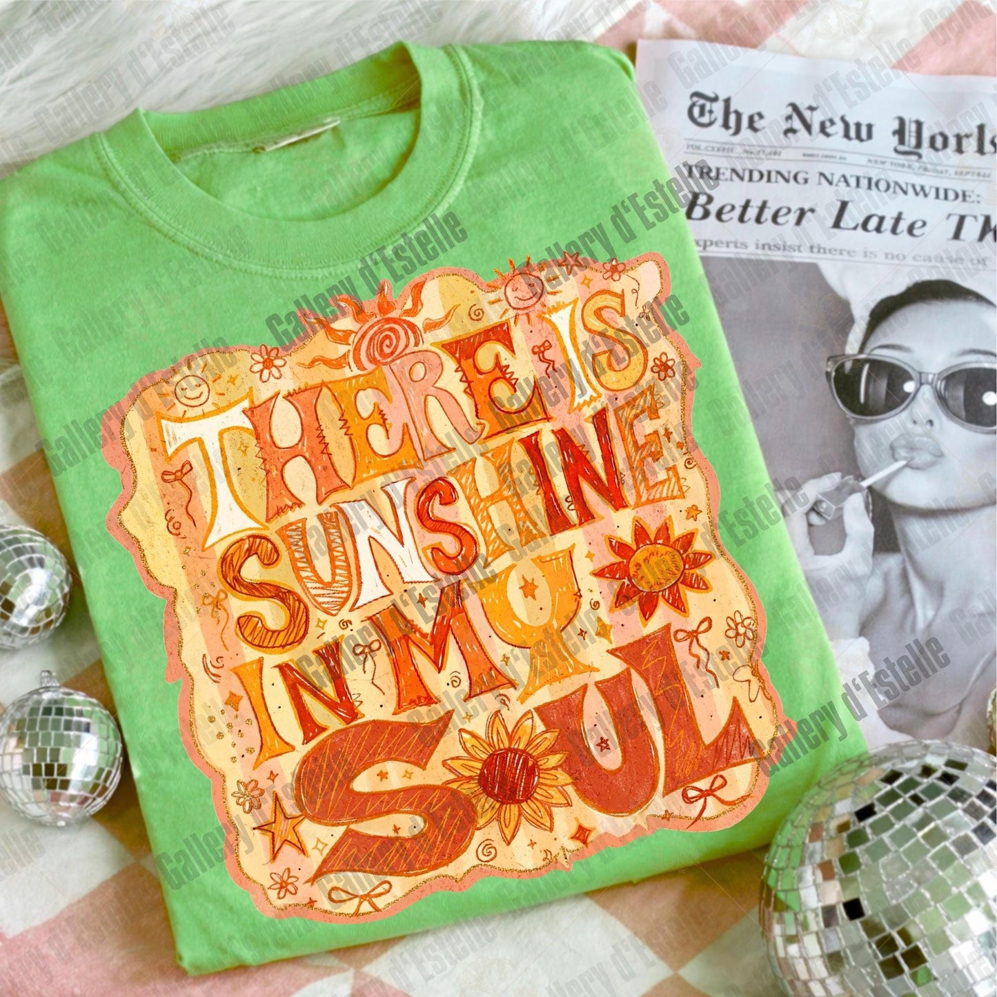 There is Sunshine in My Soul PNG, Retro Preppy Sun Graphic, Striped Beach Shirt Design