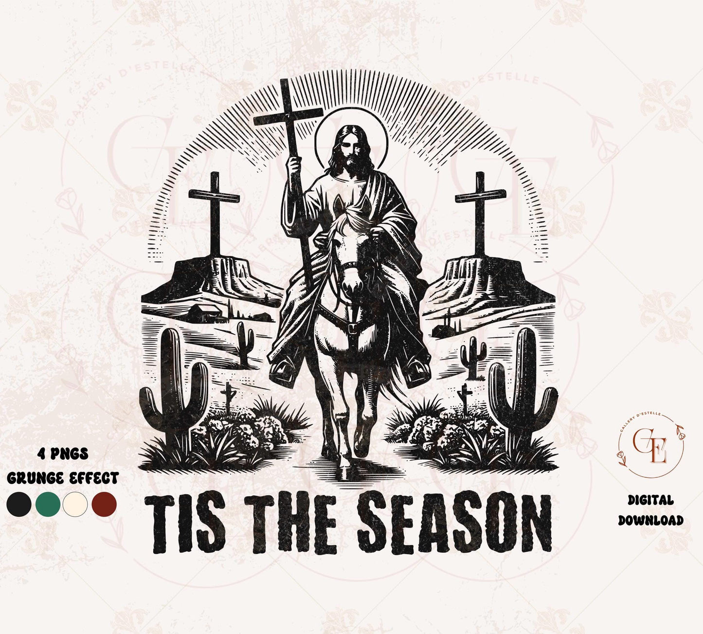 Tis the Season True Easter PNG, Vintage Western Christian Graphic, He is Risen Religious Jesus Christ Country Shirt Design