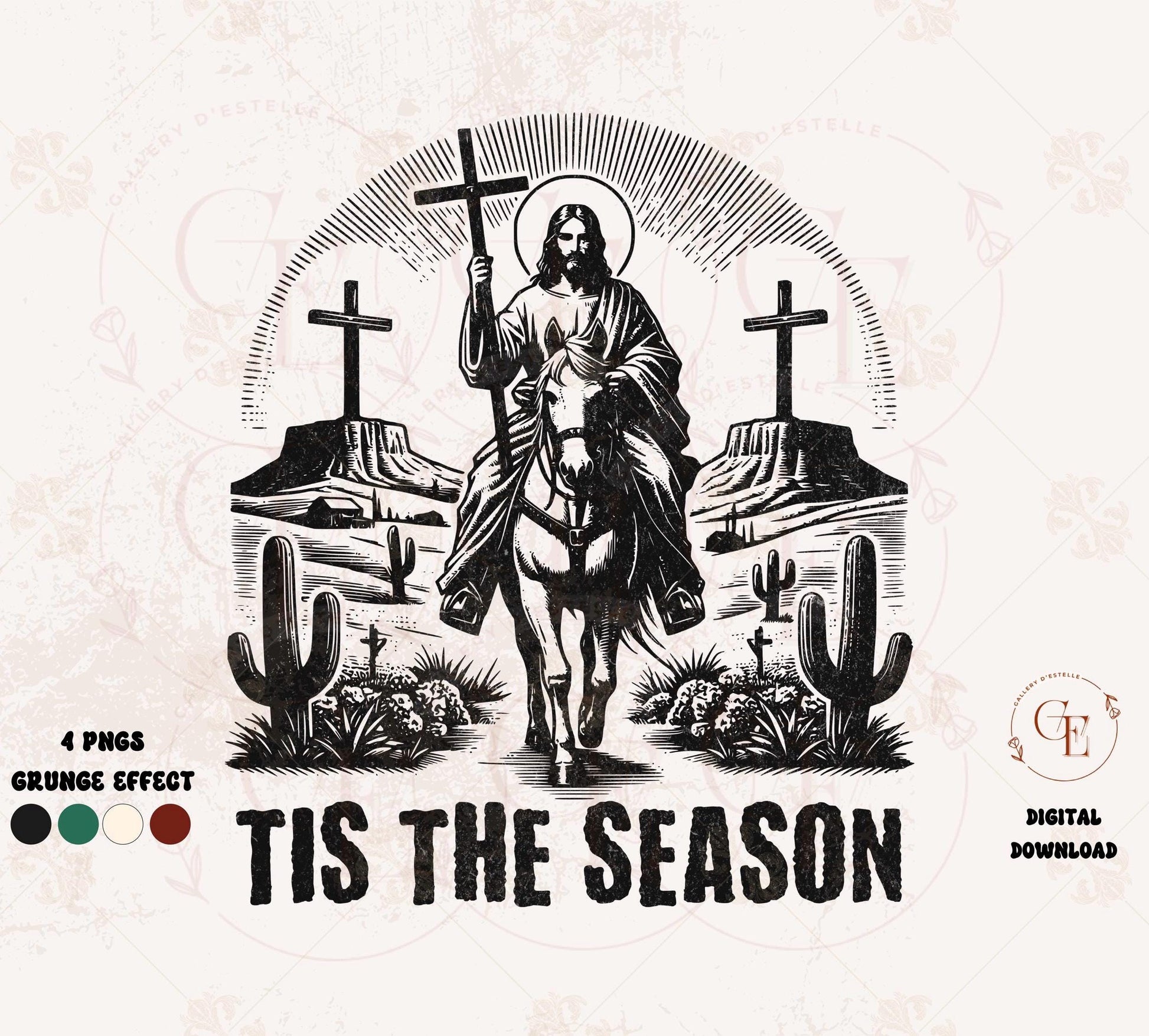Tis the Season True Easter PNG, Vintage Western Christian Graphic, He is Risen Religious Jesus Christ Country Shirt Design