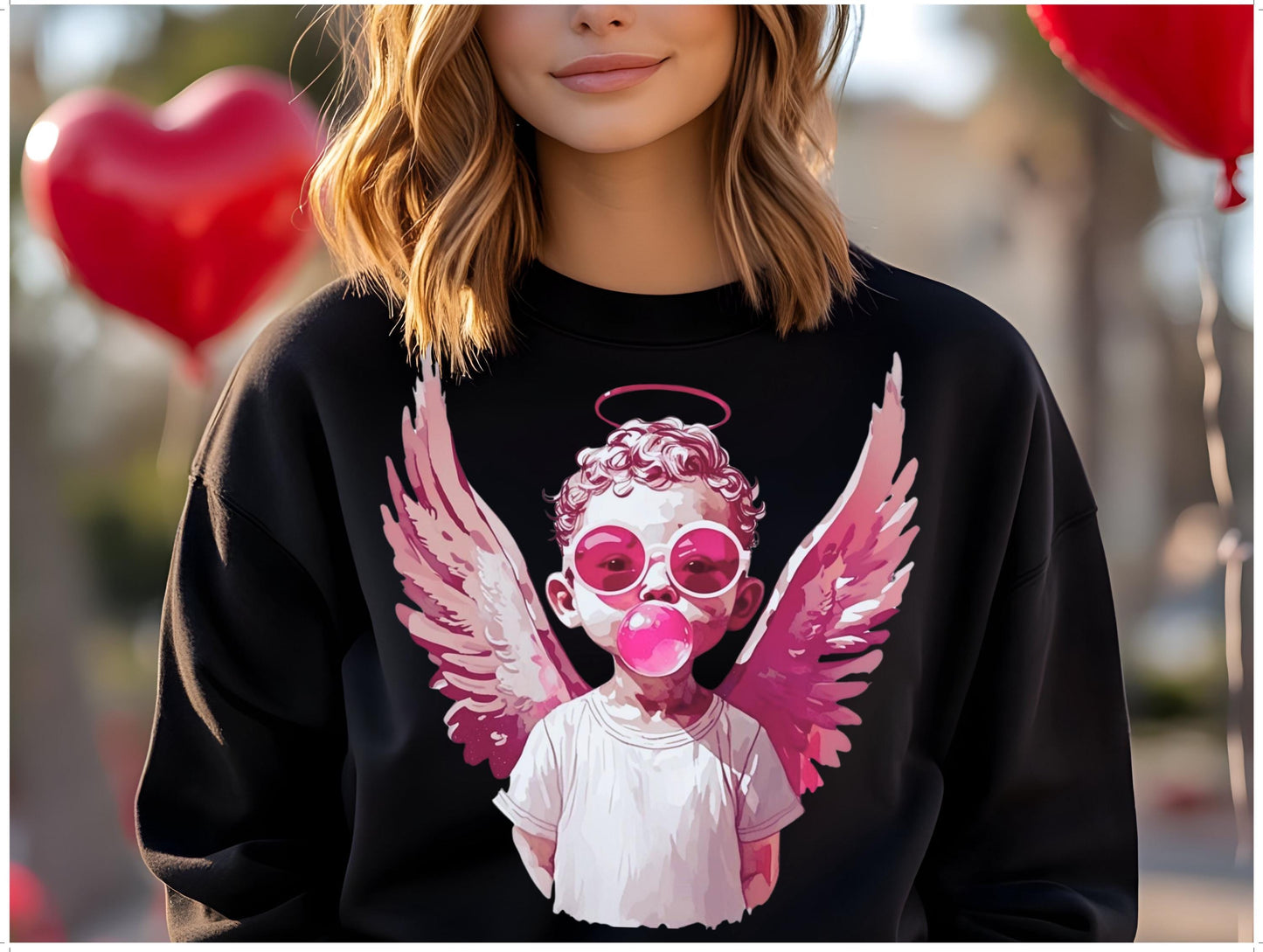 Cool Cupid Blowing Bubble Gum PNG, Fun Retro Pink Cupid Graphic, Trendy Valentine's Shirt Design