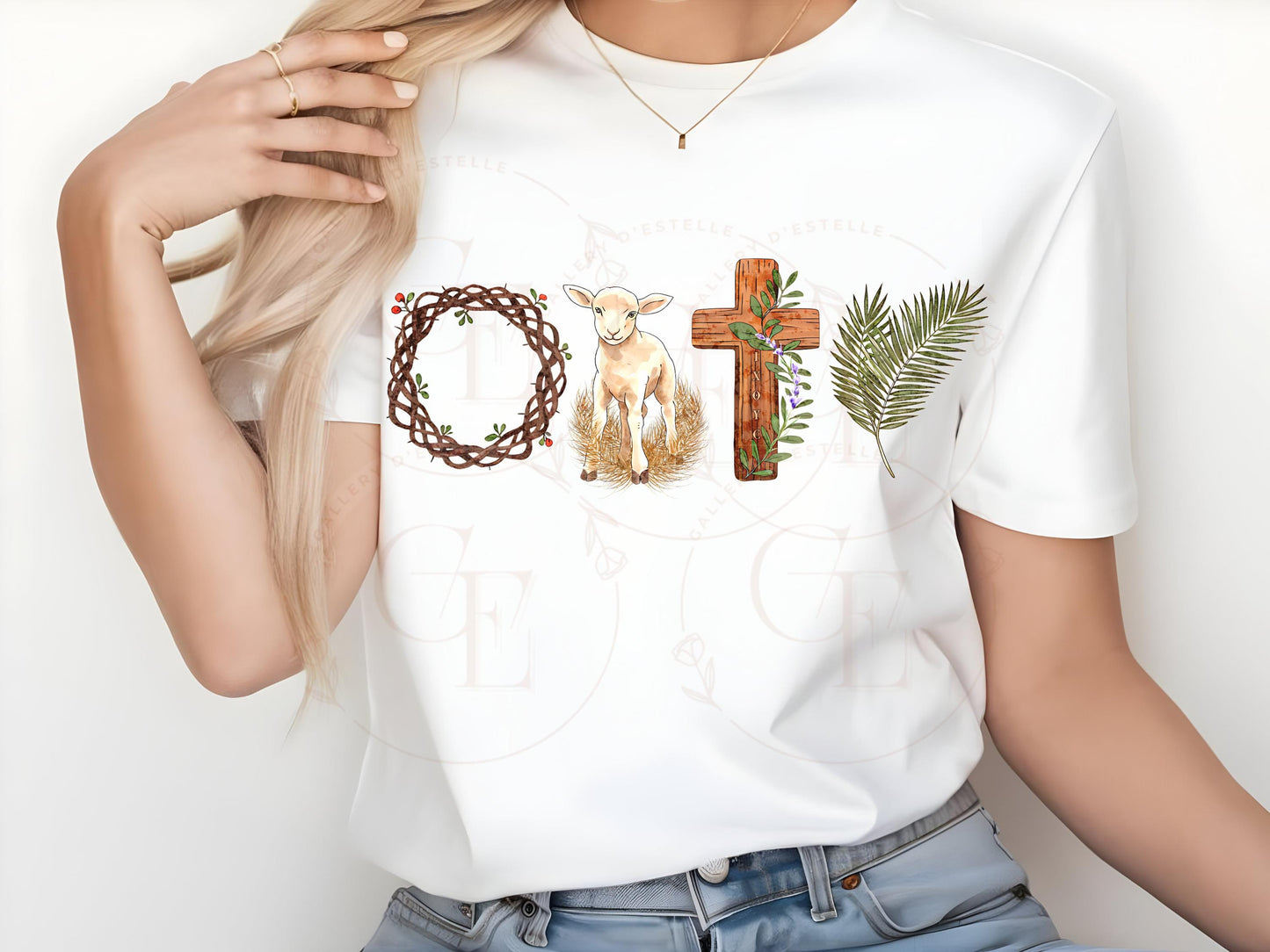 True Easter PNG, Religious Lamb Crown Cross Palm Art, He is Risen Graphic, Christian Faith Shirt Design