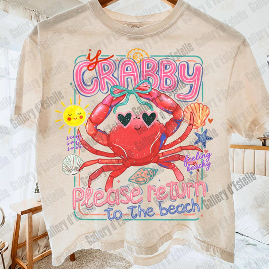 Retro Crabby Beach PNG, Funny Coastal Crab Graphic, Return to the Sea Shirt Design