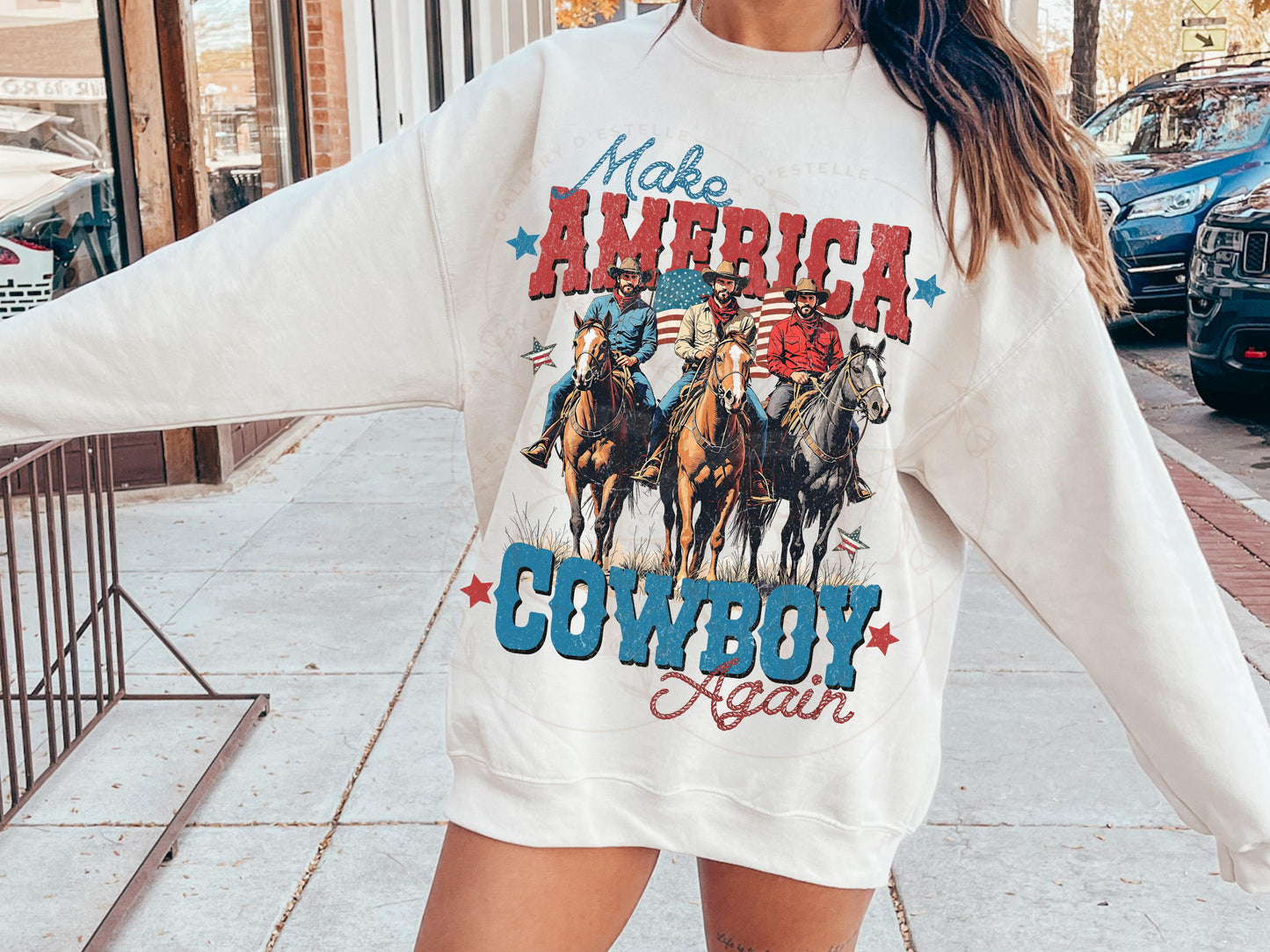 Make America Cowboy Again PNG, Retro Western 4th of July Graphic